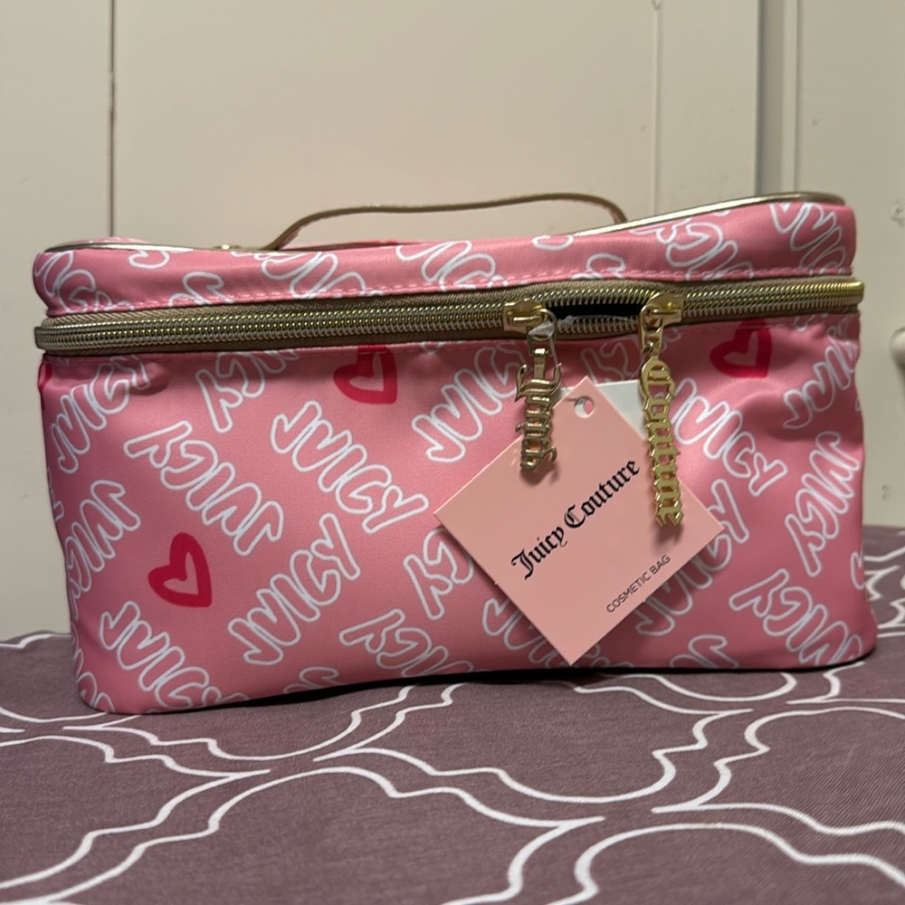 Pink Juicy Couture Cosmetic Bag with toiletry travel bottle